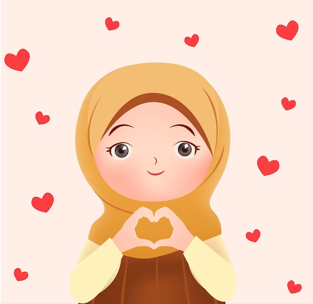 Moslimmeisje met harthanden