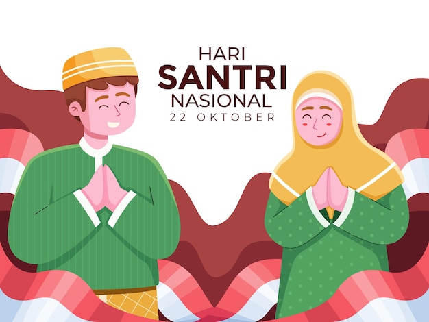 Moslimpersoon die gelukkige nationale santri-dag 22 oktober begroet. Selamat Hari Santri Nasional 22 Oktober