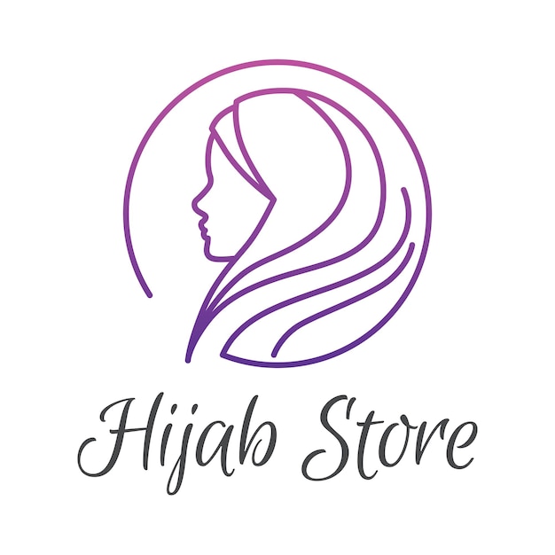 Moslimvrouw die hijab draagt mode logo ontwerp vector symbool