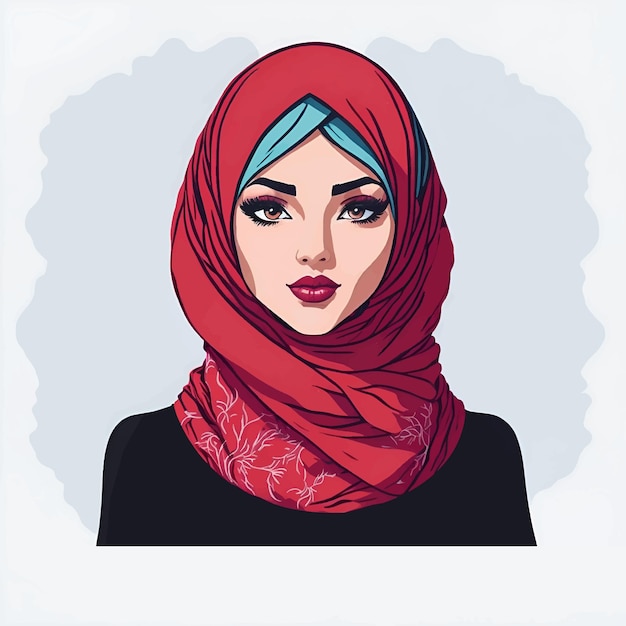 Moslimvrouw in hijab Portret van een jong Arabisch meisje in traditionele hijabkleding Vector