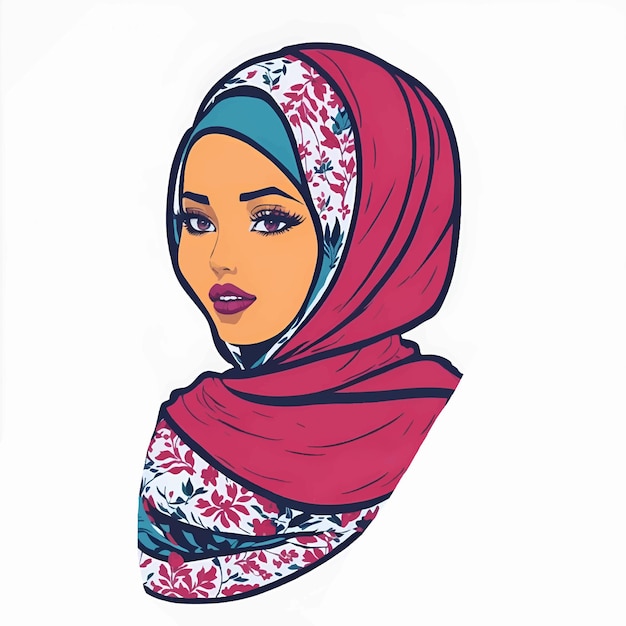 Moslimvrouw in hijab Portret van een jong Arabisch meisje in traditionele hijabkleding Vector