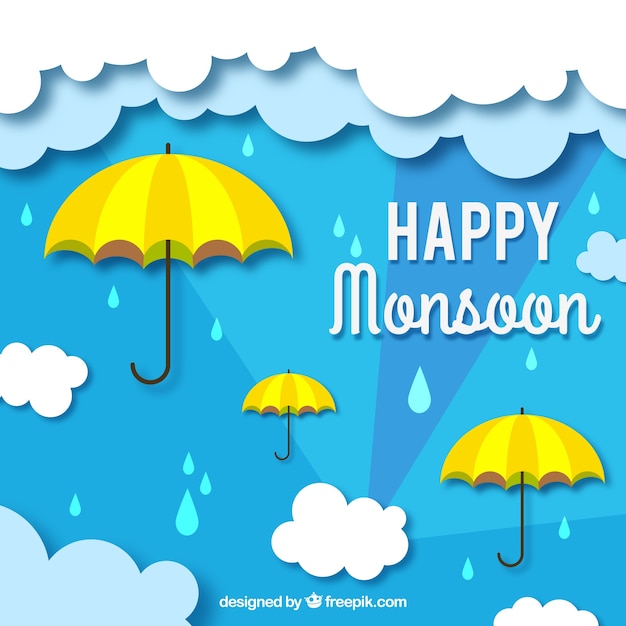 Mosoon season composition with flat design