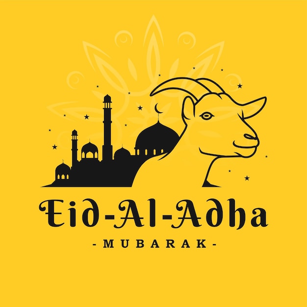 Eid Aladha를 위한 모스크와 염소 디자인