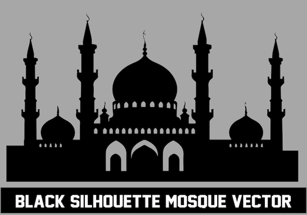 Mosque Black Silhouette Icon Vector Illustration for islamic Element Vector