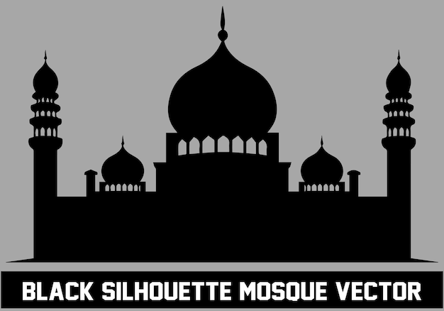 Mosque Black Silhouette Icon Vector Illustration for islamic Element Vector