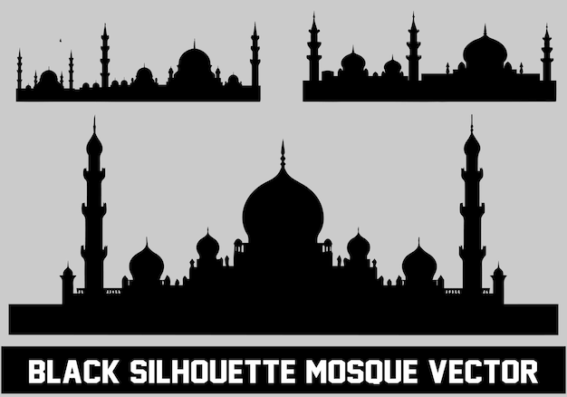 Mosque Black Silhouette Icon Vector Illustration for islamic Element Vector