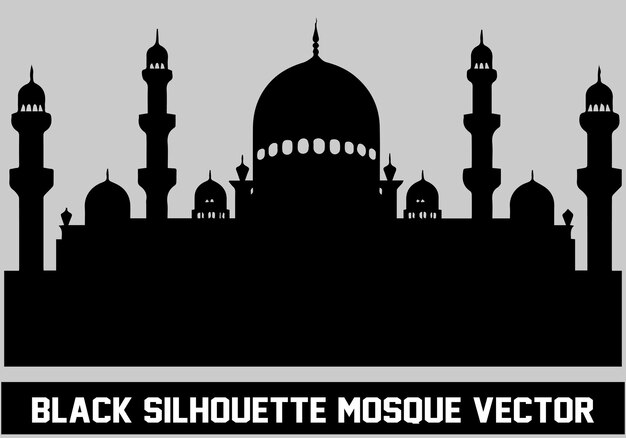 Mosque Black Silhouette Icon Vector Illustration for islamic Element Vector