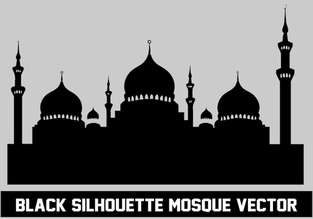 Vector mosque black silhouette icon vector illustration for islamic element vector