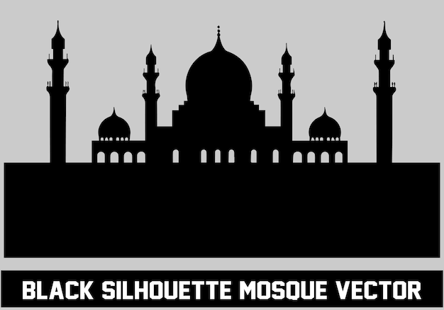 Mosque Black Silhouette Icon Vector Illustration for islamic Element Vector