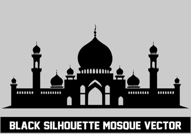 Mosque Black Silhouette Icon Vector Illustration for islamic Element Vector