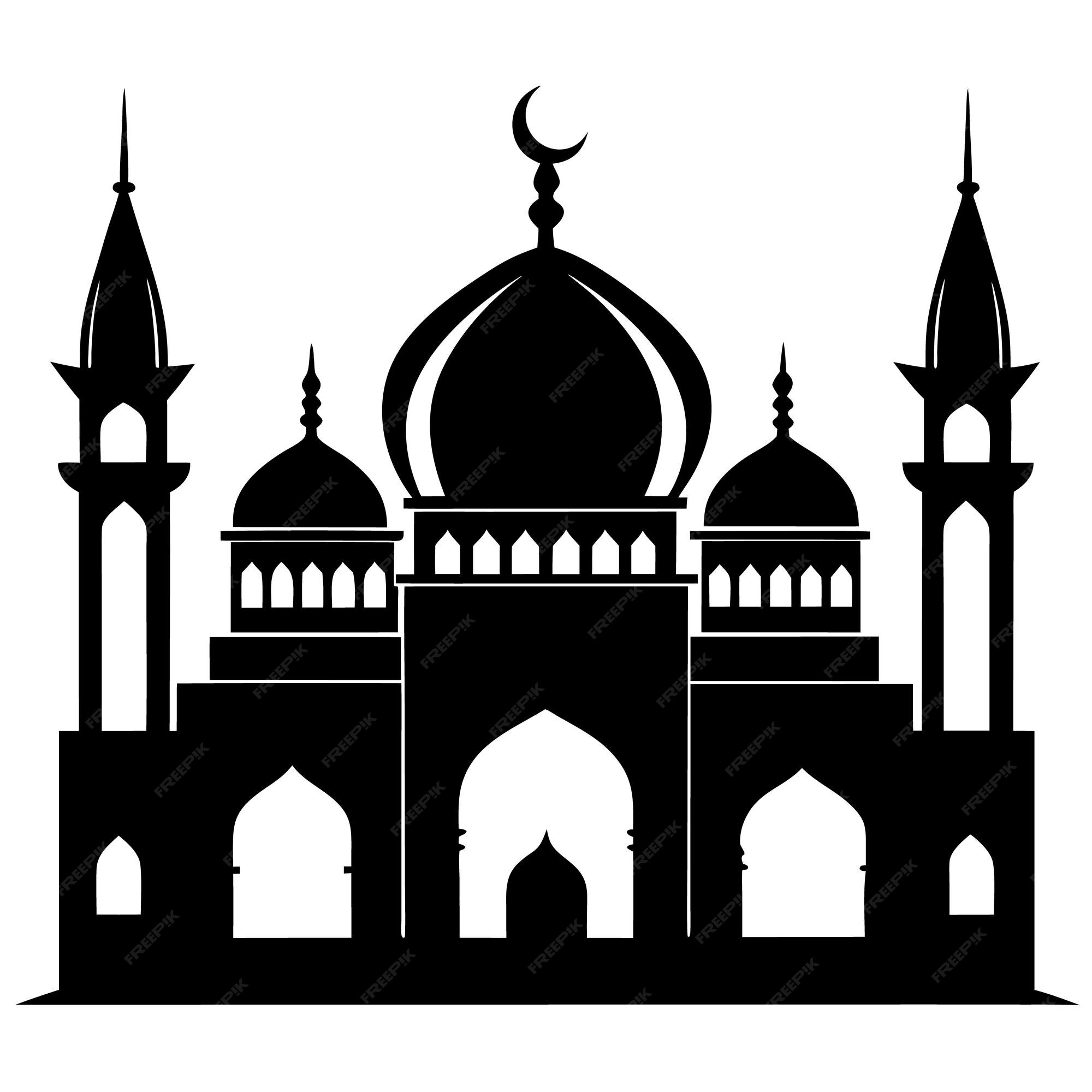Mosque black silhouette vector | Premium AI-generated vector