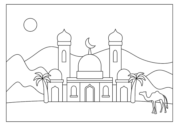 子供のためのモスクの建物の着色のページ