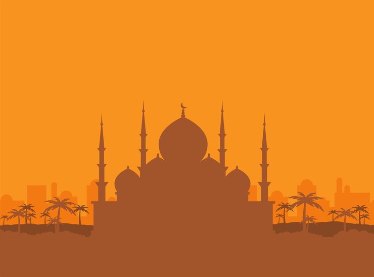Vector mosque building muslim religion flat vector illustration