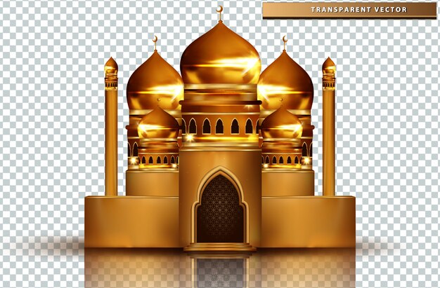 Mosque building realistic isolated with transparent background