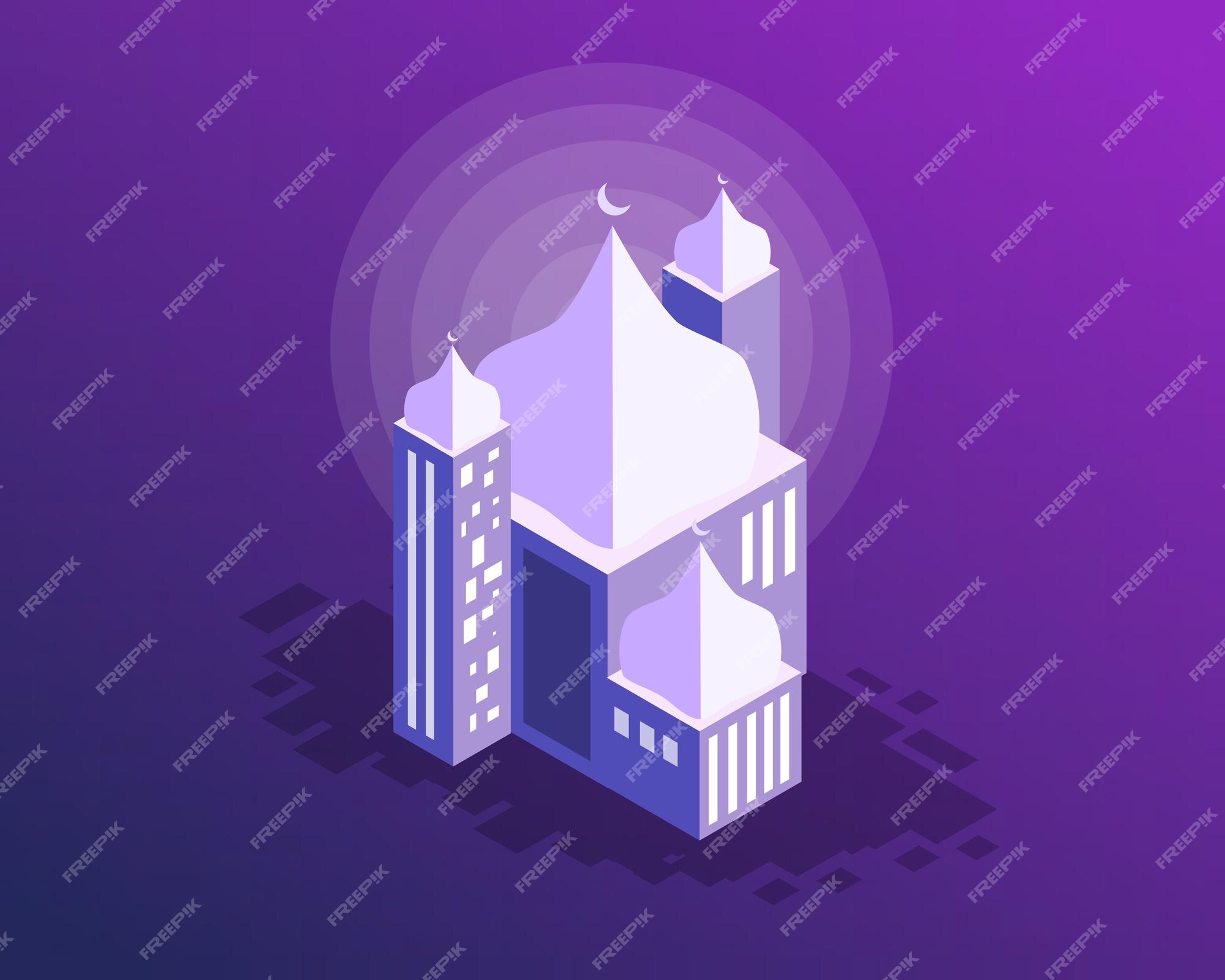 Premium Vector | Mosque buildings with isometric style vector