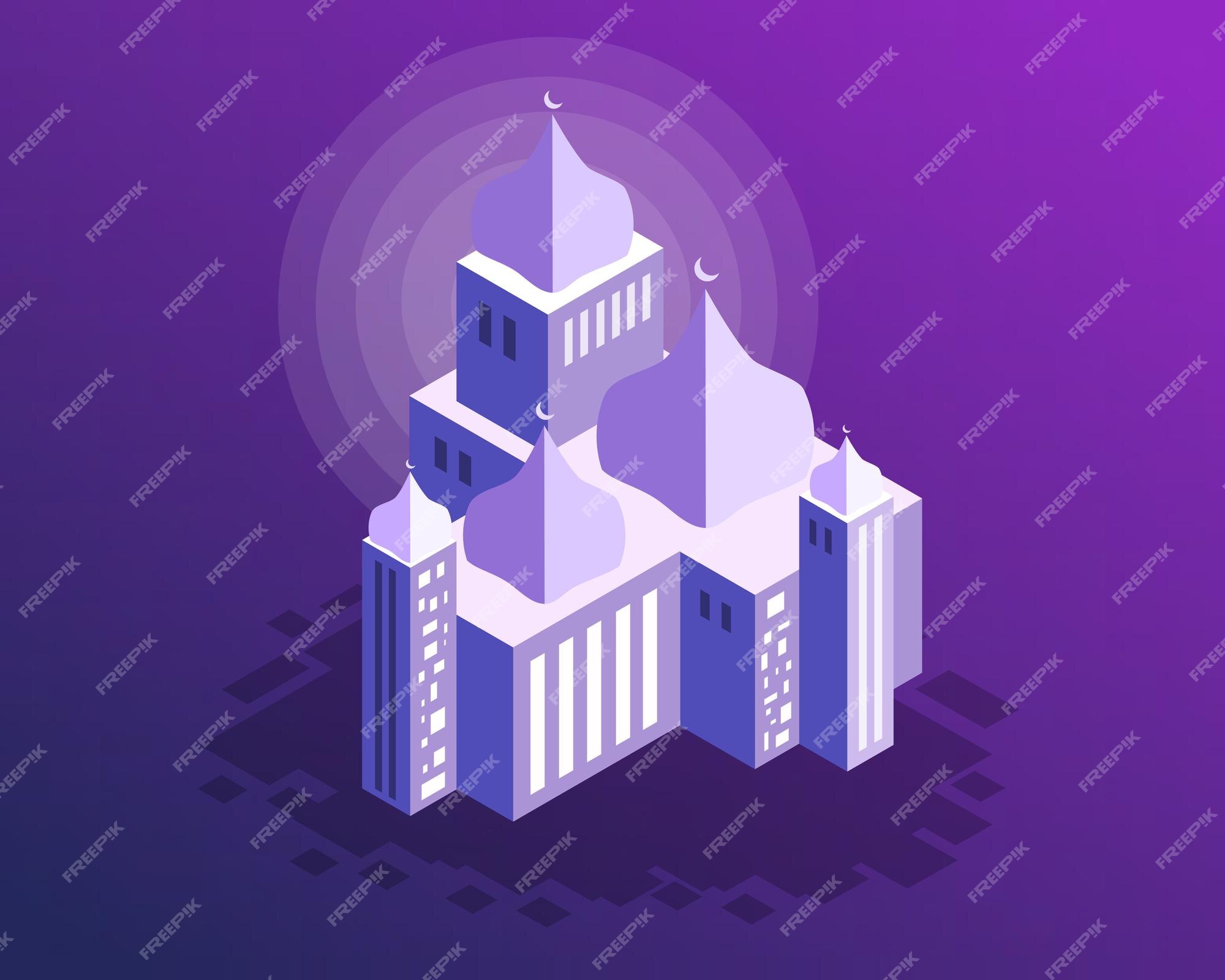 Premium Vector | Mosque buildings with isometric style vector