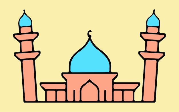ベクトル モスクのカラーラインアート ベクトルイラスト ラインアートスタイルのモスク