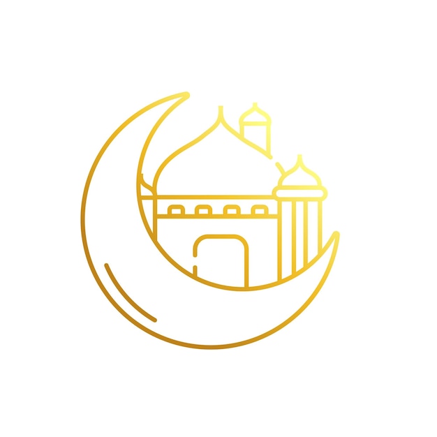 Mosque and Crescent Moon Gradient Icon