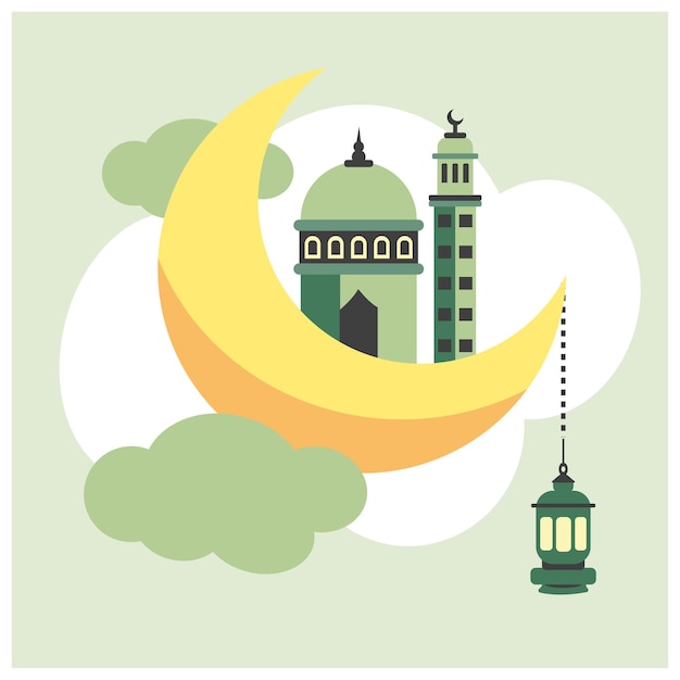 mosque and crescent moon