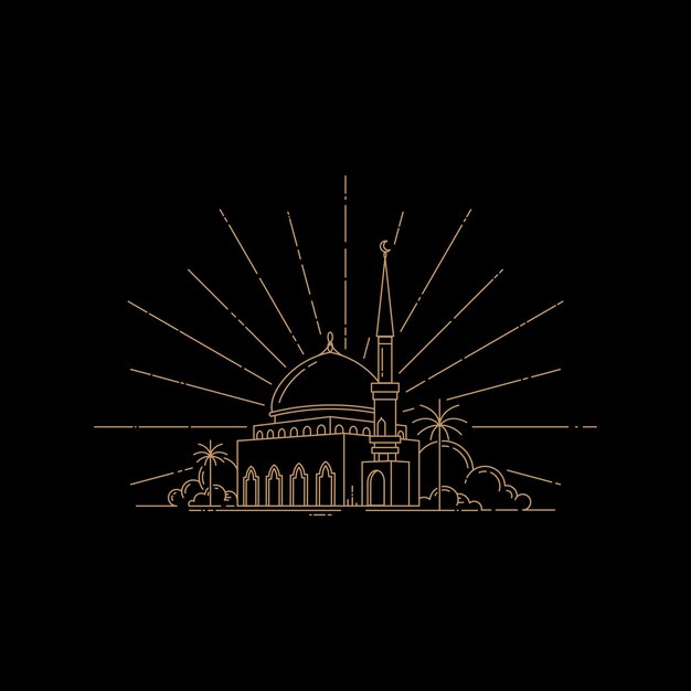 Mosque design template vector line art style