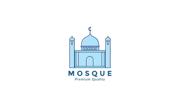 Mosque dome line blue modern simple logo vector icon illustration design