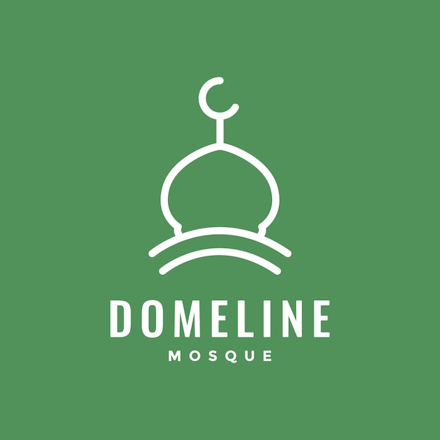 Vector mosque dome muslim pray place minimalist style simple line logo design vector icon illustration