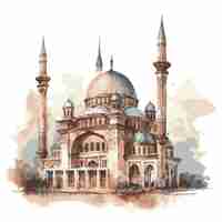 Vector mosque drawn with watercolor vector illustrator