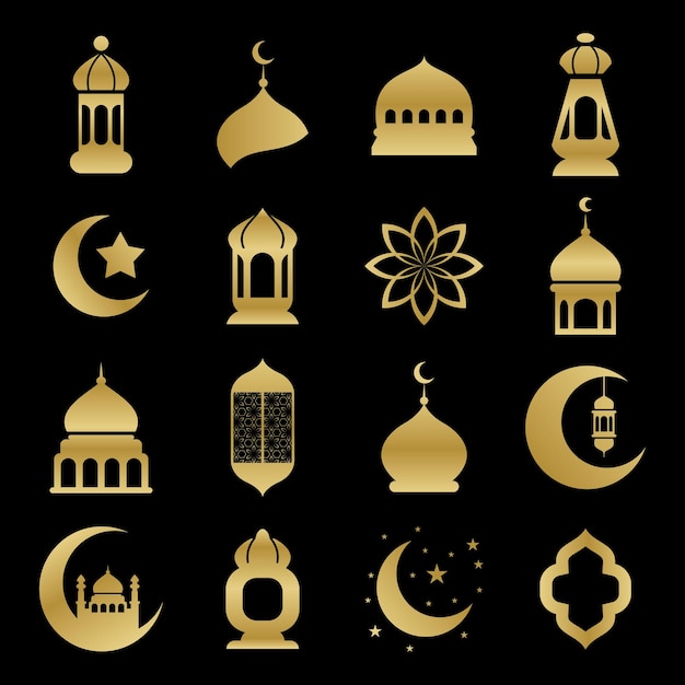 Mosque elements bundle vector