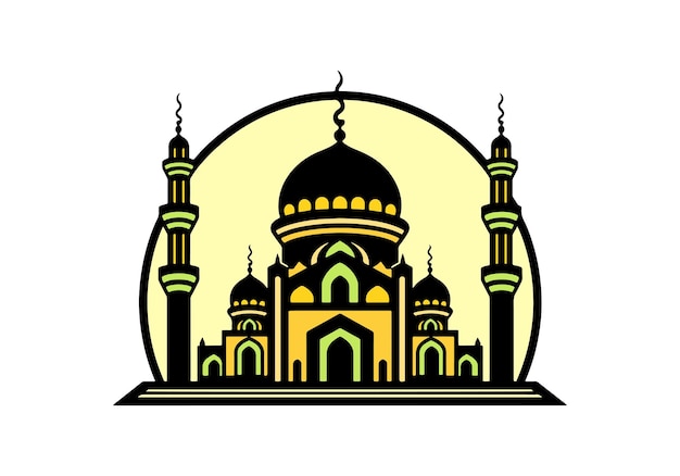 mosque flat illustration Colorful mosque outline vector mosque line art building mosque logo icon