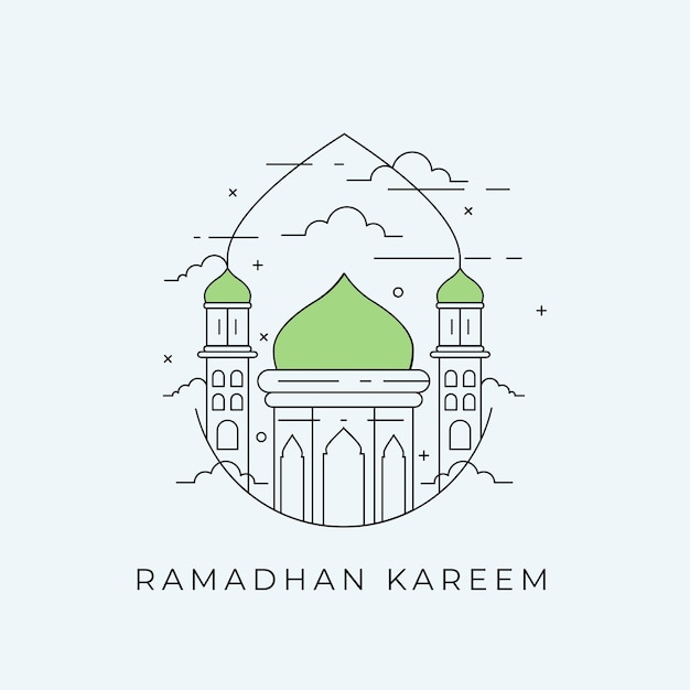 모스크 플래트 라인 디자인 라마단 카림