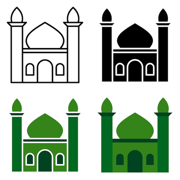 Mosque in flat style isolated