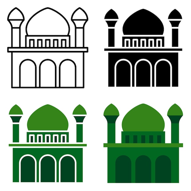 Moschea in stile piatto isolato