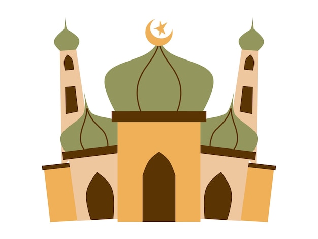 Vector mosque in flat style vector illustration of mosque on white background