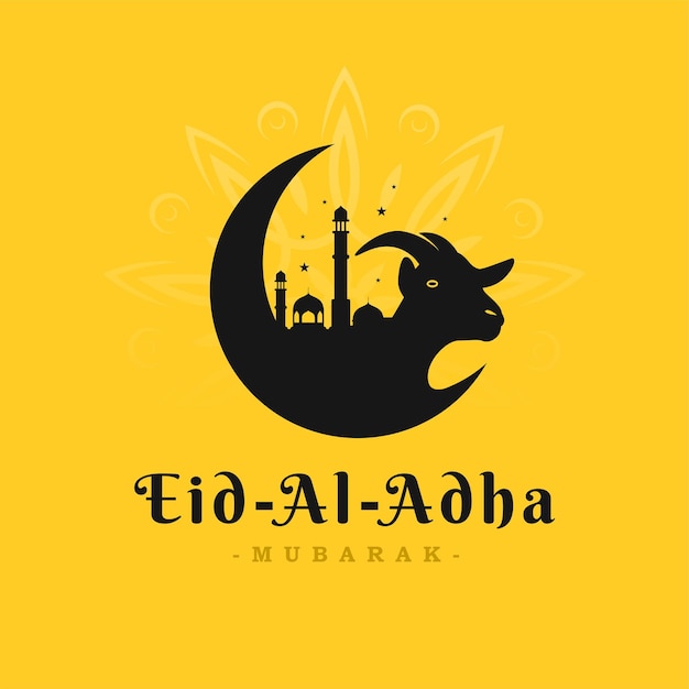 Mosque and goat design for eid aladha