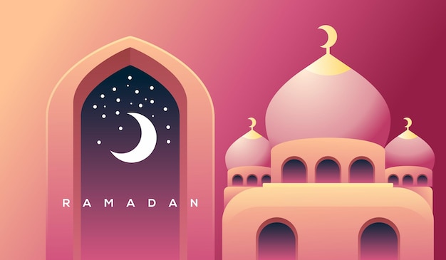 Vector mosque gradient background ramadan kareem modern abstract design