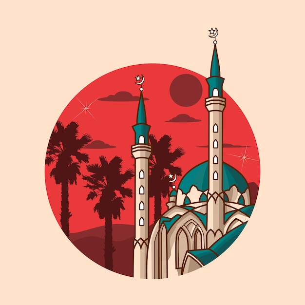 Vettore illustrazione vettoriale del concetto di icona della moschea
