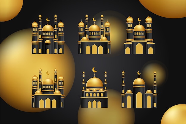 mosque icon islamic ornament vector 3d illustration