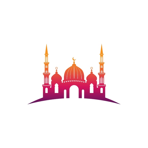 Vector mosque icon silhouette logo vector illustration design template