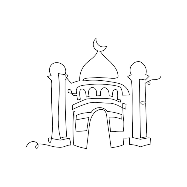 Vector mosque illustration continuous line