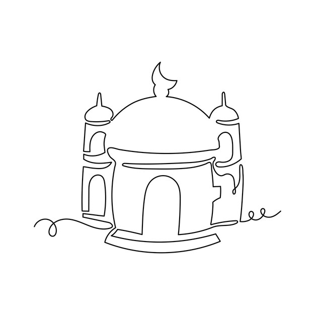 Mosque Illustration Continuous Line