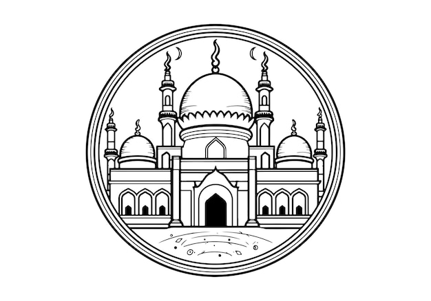 мечеть штриховая графика здание мечеть контур вектор мечеть иллюстрация значок мечети логотип мечети