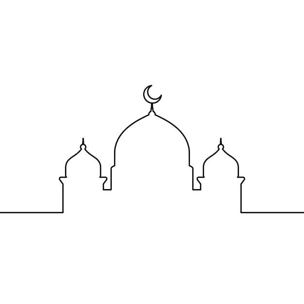 Mosque line art vector minimalist design islamic mosque outline ornament background