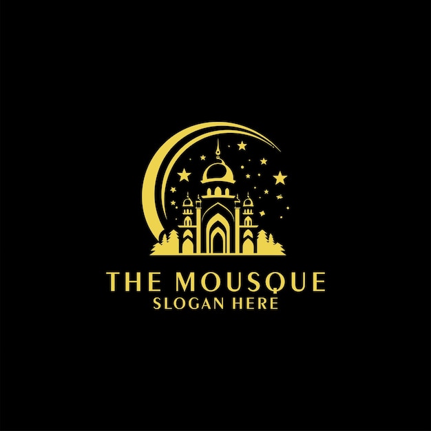 イスラム教のクリエイティブコンセプトのモスクのロゴデザイン ベクトル