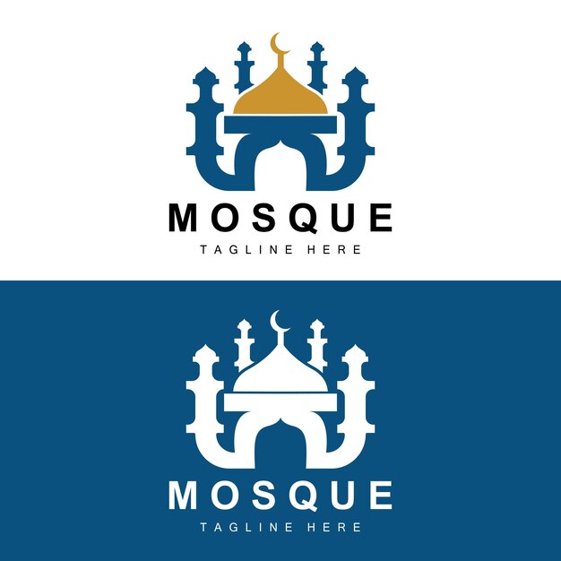 モスクのロゴ イスラム礼拝デザイン イード アル明けモスク建物ベクトル アイコン テンプレート ラマダン イード アル犠牲祭