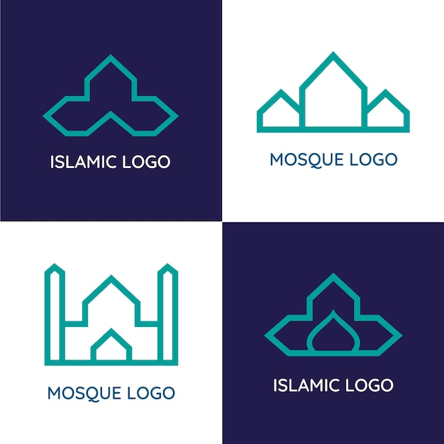 Vettore modello logo moschea modello logo islamico