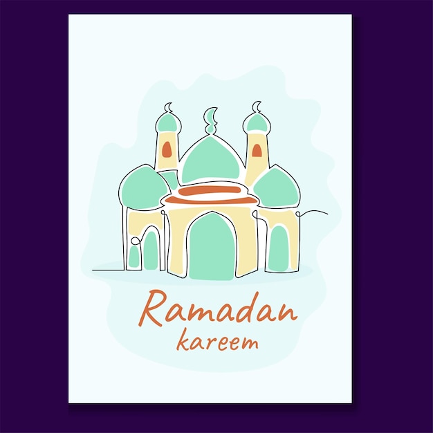 벡터 mosque ramadan greeting card with continuous line 손으로 그린 이슬람 디자인 컬렉션