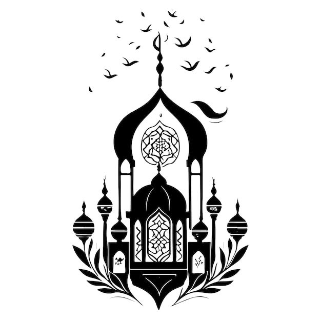 Мечеть Рамадан украшение фонарь свет иллюстрация эскиз ручной рисунок