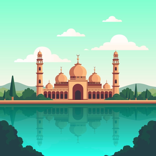 mosque scenery vector design illustration
