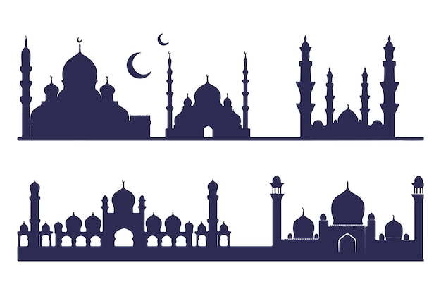Vector mosque set silhouette