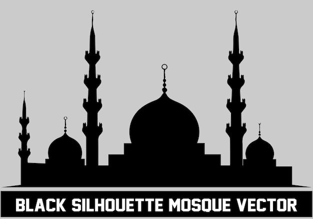 Mosque silhouette black color for islamic design Vector
